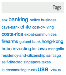 Tag cloud on expat site.